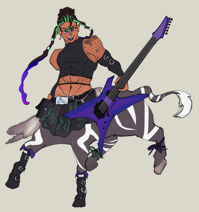 DnD character thats a zebra centaur